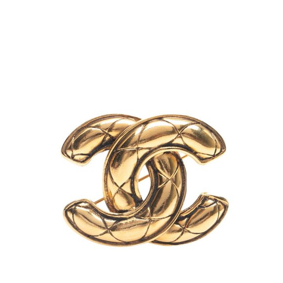 CHANEL Gold Logo Brooch - Picture 1 of 4